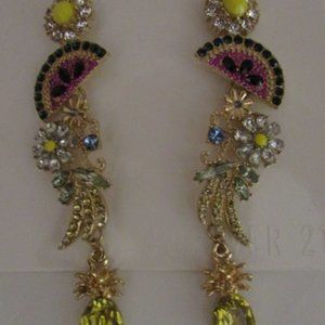 New Rhinestone Fruit Long Earrings